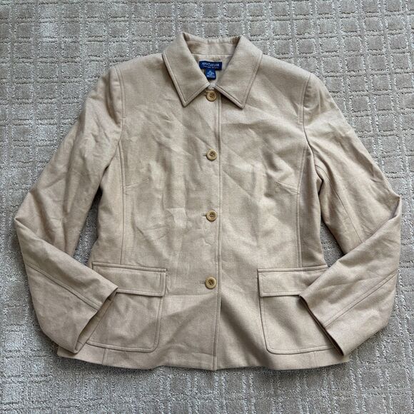Ann Taylor VTG Wool Blend Jacket Coat Women's 12 Tan Preppy Button Up NWT - Picture 1 of 7